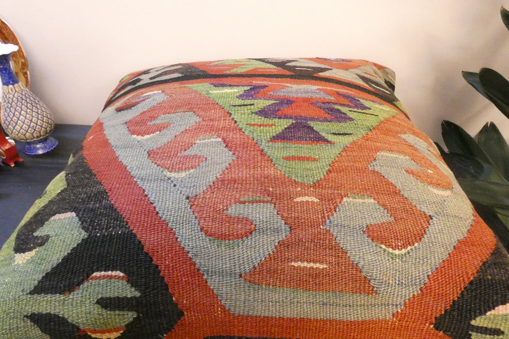Handmade Turkish Kilim Cushion Cover 60 x 60cm with Insert | Original Anatolian Kilim | Organic Cotton Backing- Rugs Direct New Zealand 
