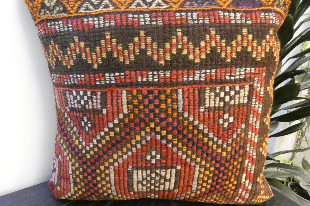 Handmade Turkish Kilim Cushion Cover 60 x 60cm with Insert | Original Anatolian Kilim | Organic Cotton Backing- Rugs Direct New Zealand 