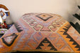 Handmade Turkish Kilim Cushion Cover 60 x 60cm with Insert | Original Anatolian Kilim | Organic Cotton Backing - Rugs Direct New Zealand 