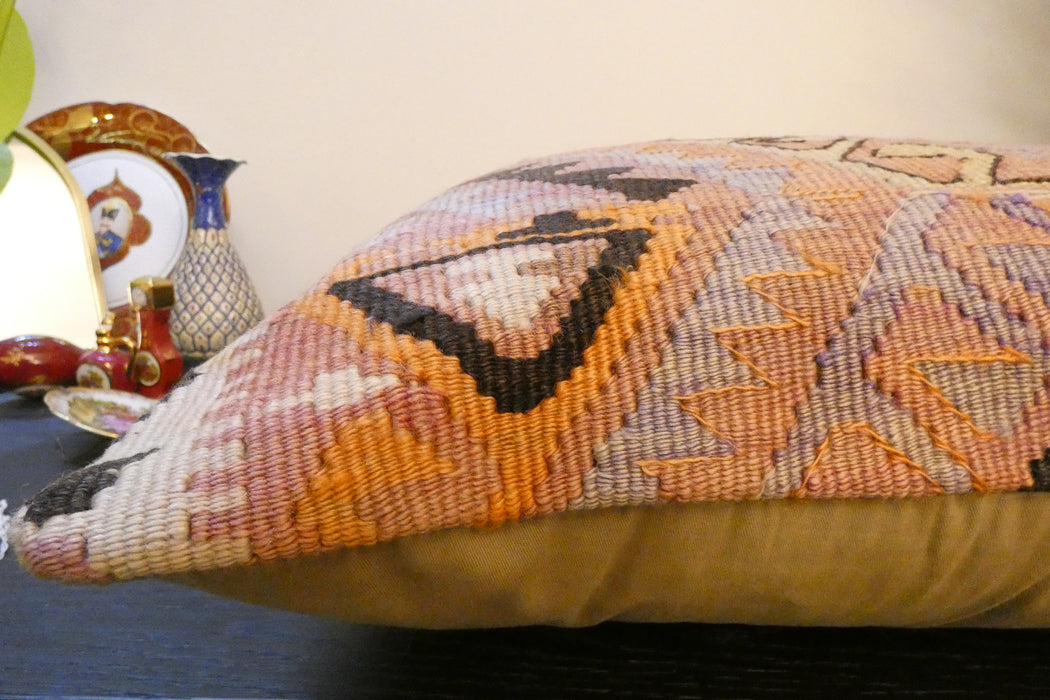 Handmade Turkish Kilim Cushion Cover 60 x 60cm with Insert | Original Anatolian Kilim | Organic Cotton Backing - Rugs Direct New Zealand 