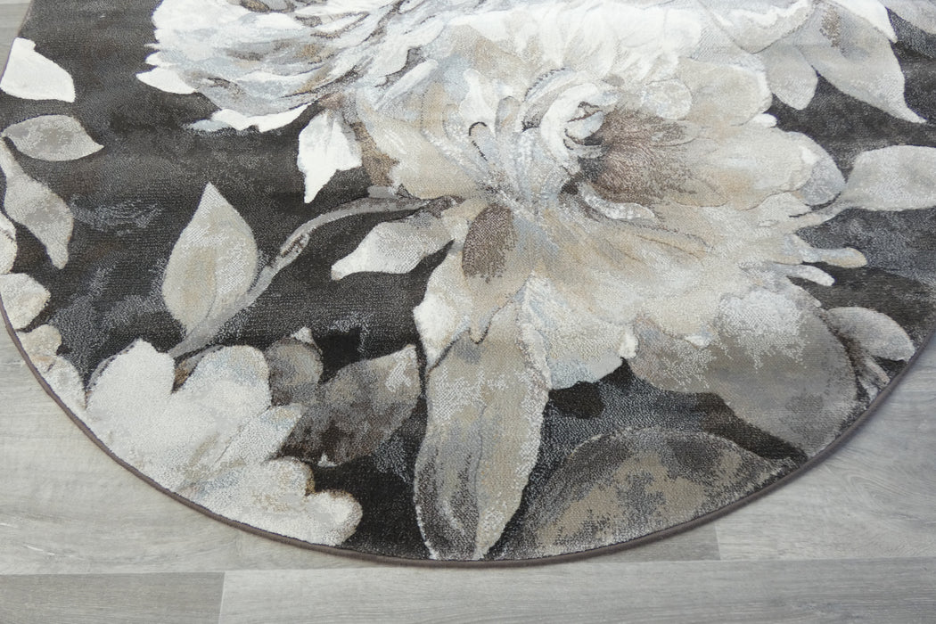 Contemporary Floral Design Argentum Oval Rug Size: 160 x 230cm (63421-3243) Rugs Direct NZ