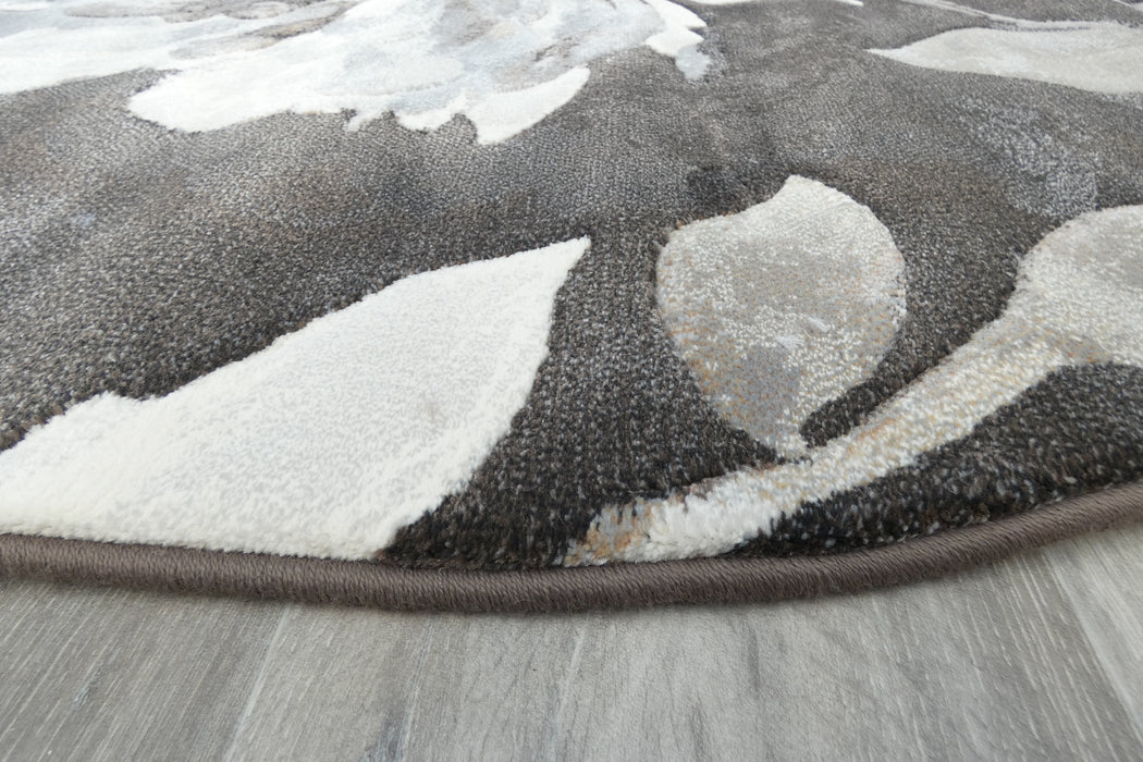 Contemporary Floral Design Argentum Oval Rug Size: 160 x 230cm (63421-3243) Rugs Direct NZ