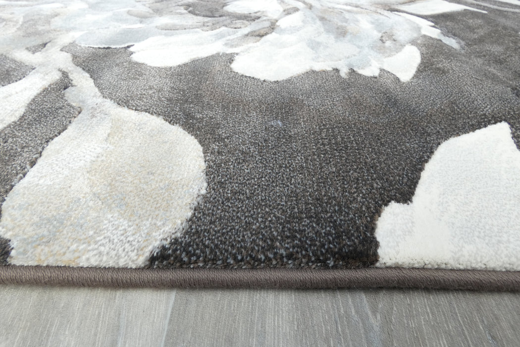 Contemporary Floral Design Argentum Oval Rug Size: 160 x 230cm (63421-3243) Rugs Direct NZ