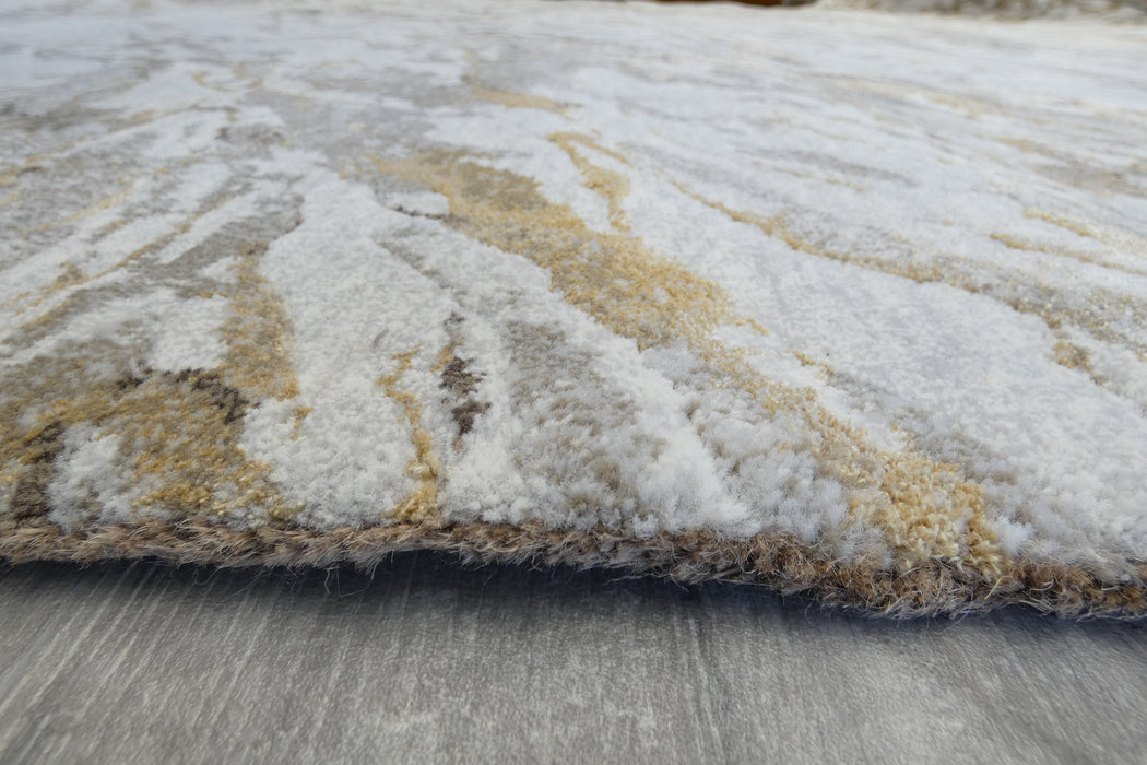 Opulence Ivory & Gold Stone Pattern Platinum Rug (83001-6121)
