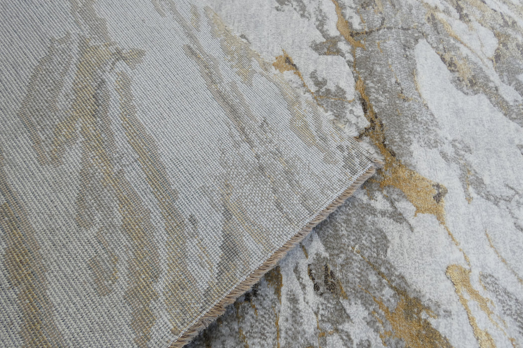 Opulence Ivory & Gold Stone Pattern Platinum Rug (83001-6121)