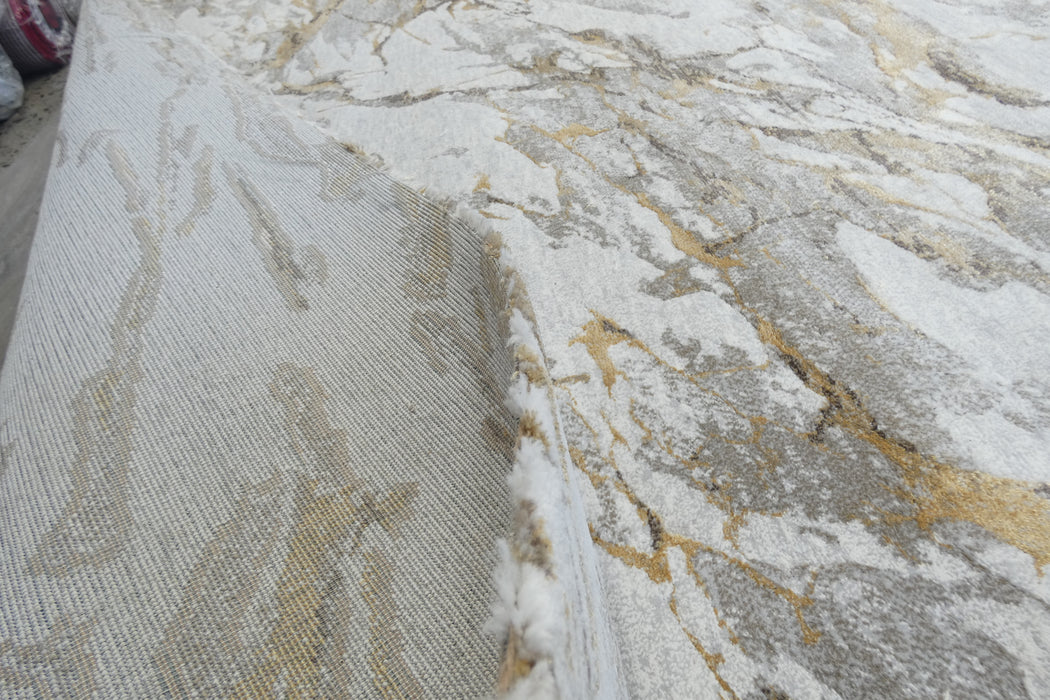 Opulence Ivory & Gold Stone Pattern Platinum Rug (83001-6121)