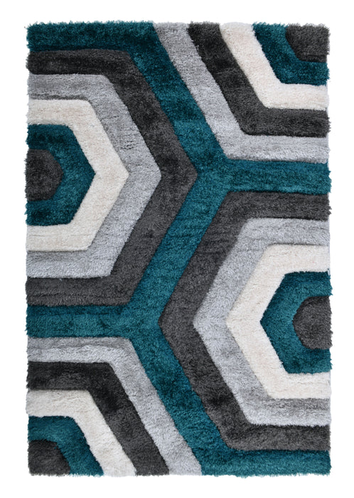 Modern Geometric Honeycomb Shaggy California Rug - Rugs Direct