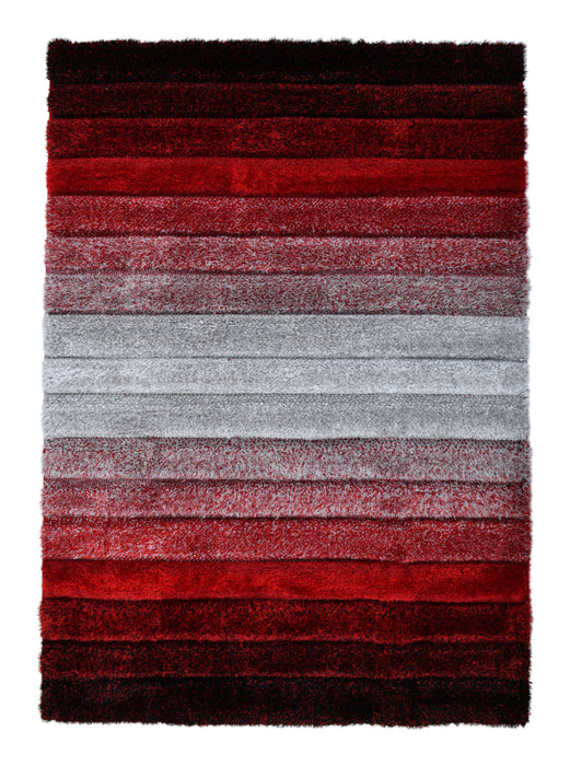 Modern Red & Grey Ombre Stripe Textured California Rug - Rugs Direct