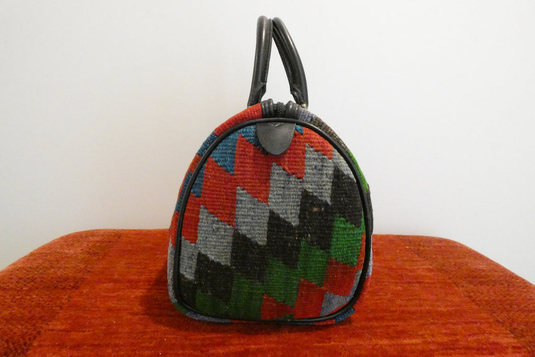One-of-a-Kind Anatolian Kilim & Leather Shoulder Bag "Peri"-Rugs Direct 