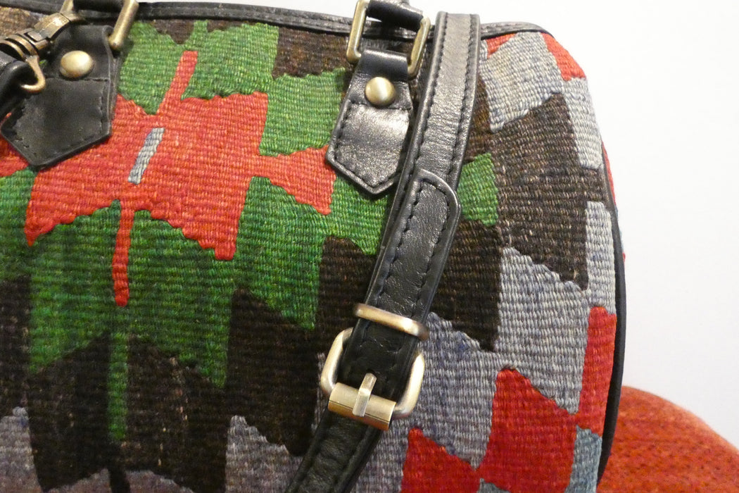 One-of-a-Kind Anatolian Kilim & Leather Shoulder Bag "Peri"-Rugs Direct 