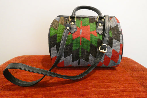 One-of-a-Kind Anatolian Kilim & Leather Shoulder Bag "Peri"-Rugs Direct 