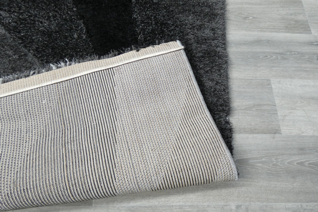 Abstract Wave Monochrome Shaggy California Rug- Rugs Direct 