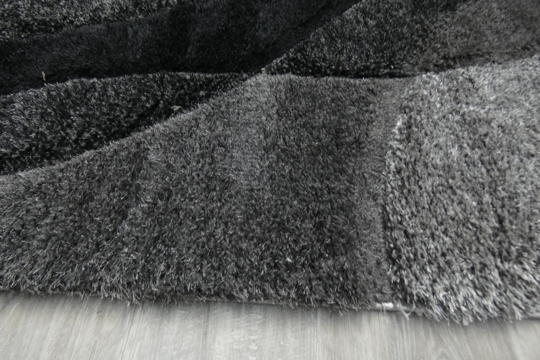 Abstract Wave Monochrome Shaggy California Rug- Rugs Direct 