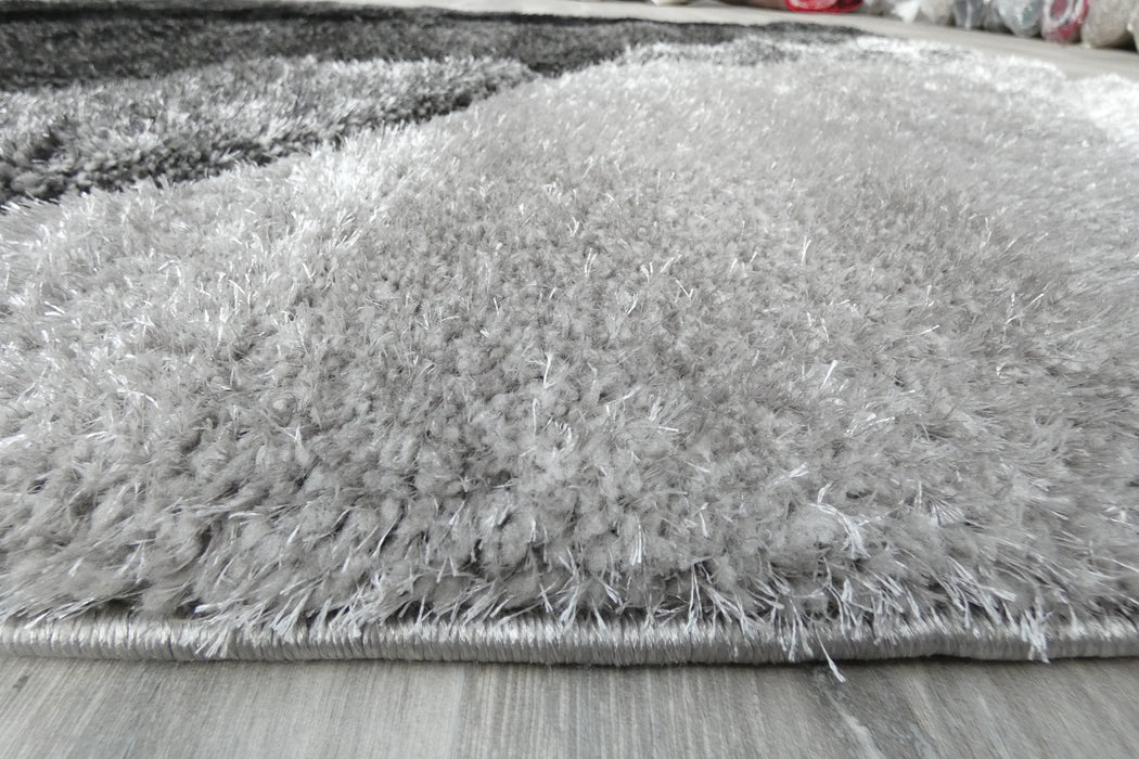 Abstract Wave Monochrome Shaggy California Rug- Rugs Direct 