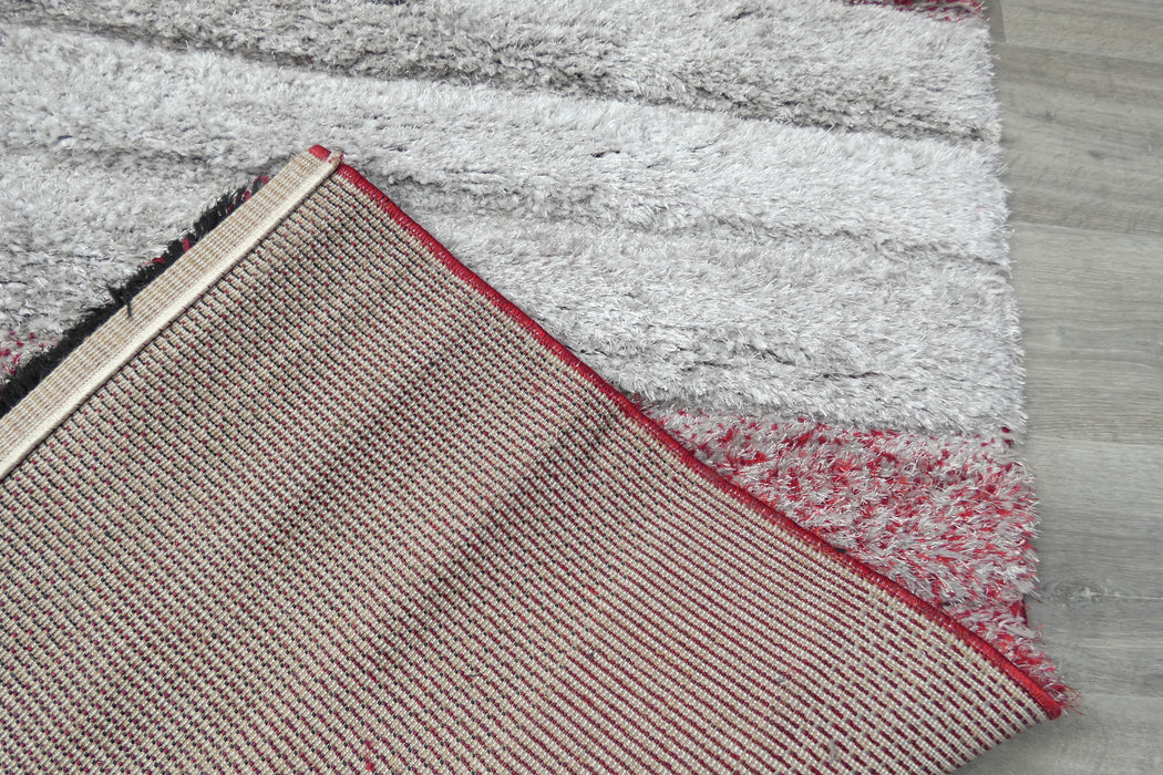 Modern Red & Grey Ombre Stripe Textured California Rug - Rugs Direct
