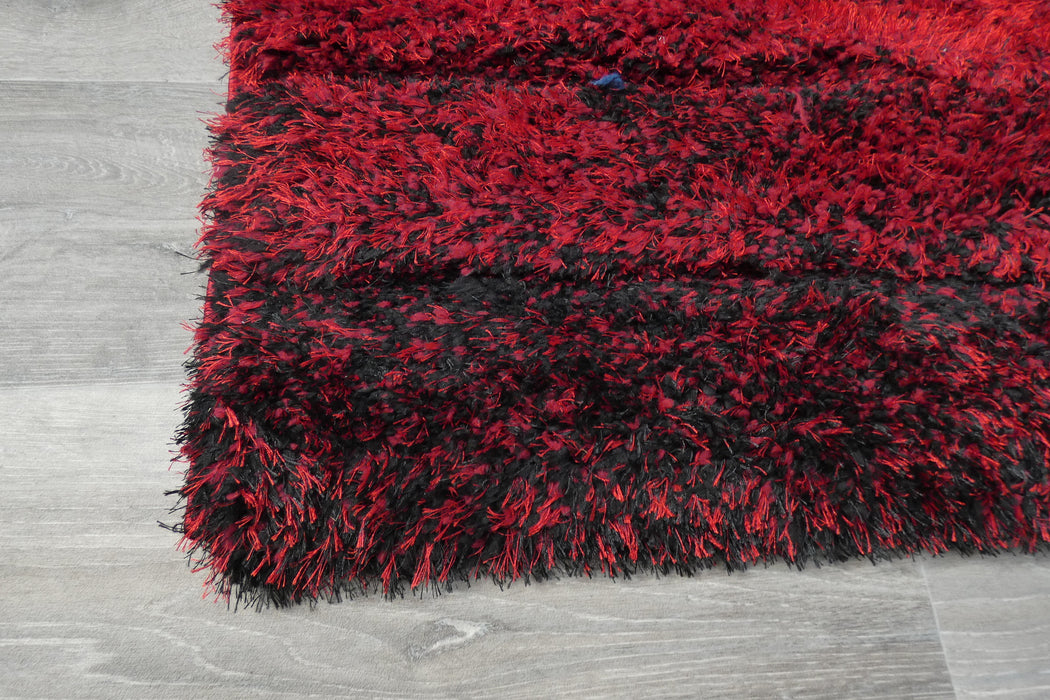 Modern Red & Grey Ombre Stripe Textured California Rug - Rugs Direct
