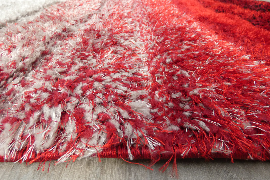 Modern Red & Grey Ombre Stripe Textured California Rug - Rugs Direct