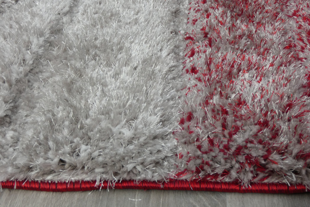 Modern Red & Grey Ombre Stripe Textured California Rug - Rugs Direct