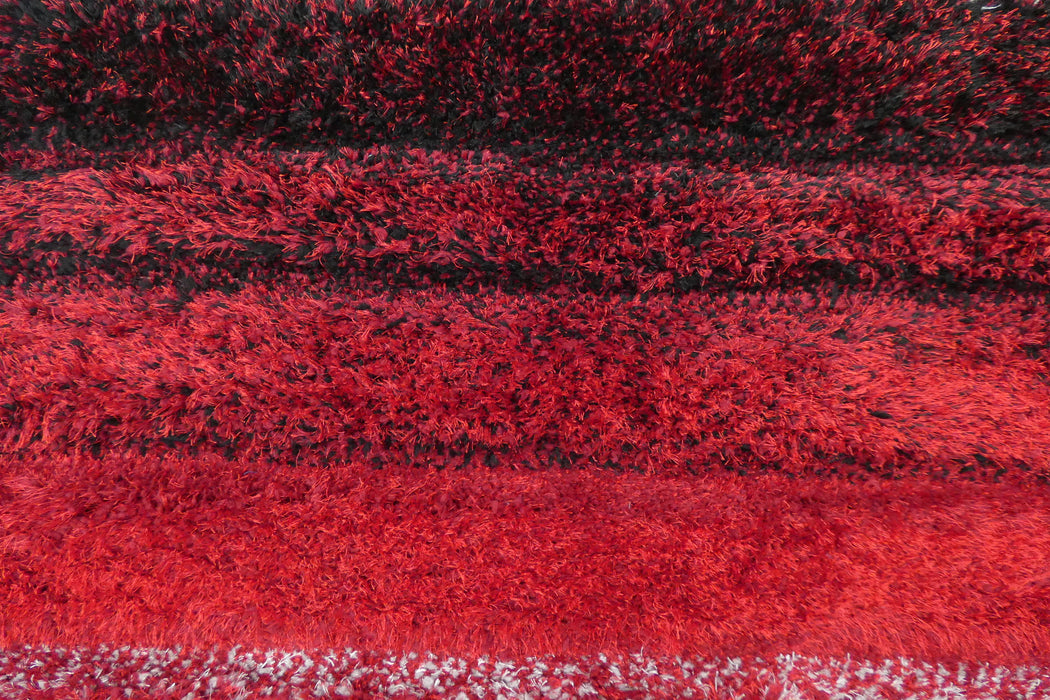 Modern Red & Grey Ombre Stripe Textured California Rug - Rugs Direct
