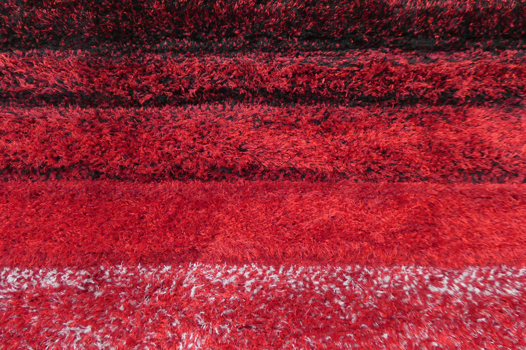 Modern Red & Grey Ombre Stripe Textured California Rug - Rugs Direct