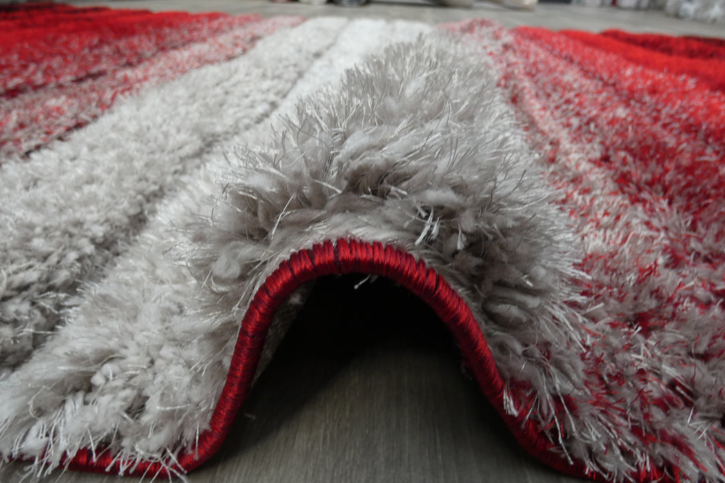 Modern Red & Grey Ombre Stripe Textured California Rug - Rugs Direct