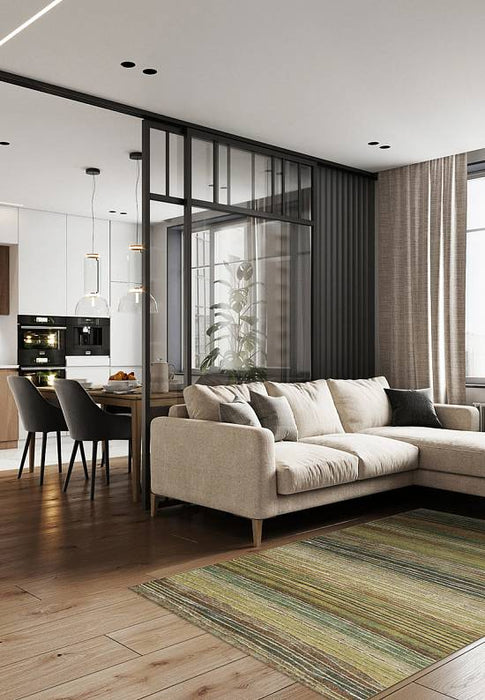 Modern Earthy Stripes Design Argentum Rug- Rugs Direct