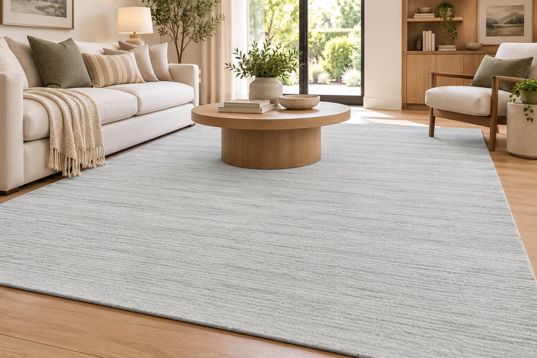 Ribbed Snow – Handmade Wool & Viscose Rug- Rugs Direct NZ