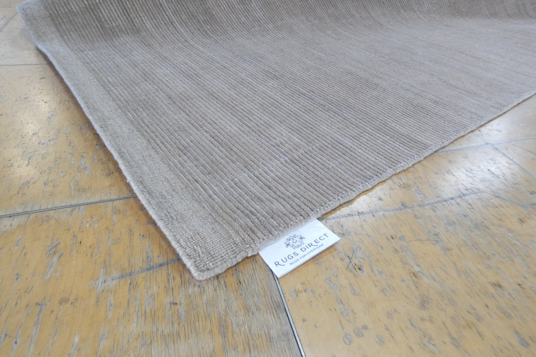 Ribbed Taupe – Handmade Wool & Viscose Rug- Rugs Direct 
