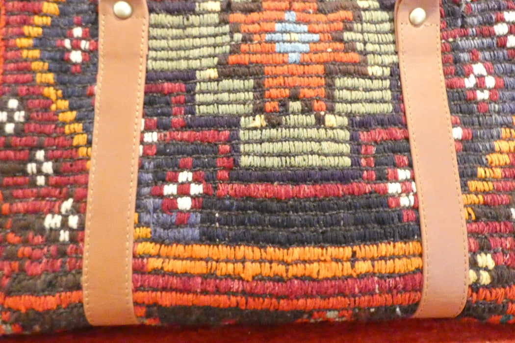 One-of-a-Kind Anatolian Kilim Leather Weekend Bag "Ronak"- Rugs Direct