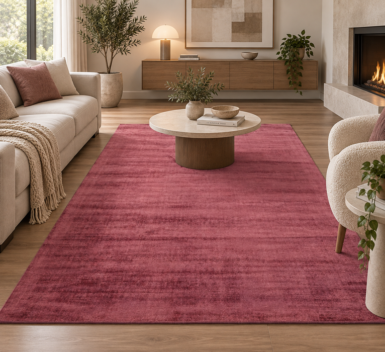 Rouge Colour Hand Loomed Bamboo Silk Look Rug-Bamboo Silk-Rugs Direct NZ