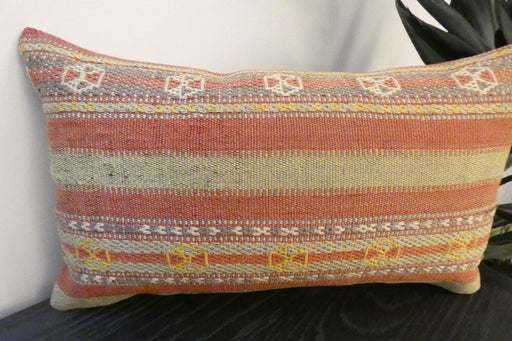 Handmade Turkish Kilim Cushion 30 x 50cm | Vintage Wool Lumbar Cushion with Insert | Organic Cotton Back | Rugs Direct New Zealand 