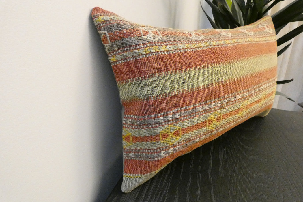 Handmade Turkish Kilim Cushion 30 x 50cm | Vintage Wool Lumbar Cushion with Insert | Organic Cotton Back | Rugs Direct New Zealand 