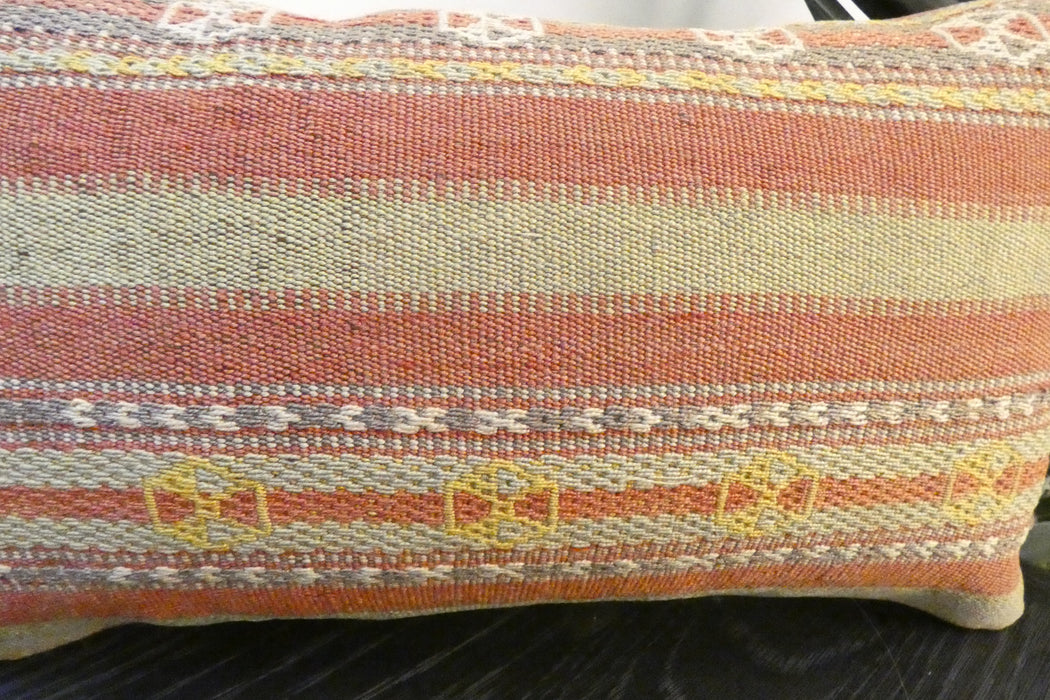 Handmade Turkish Kilim Cushion 30 x 50cm | Vintage Wool Lumbar Cushion with Insert | Organic Cotton Back | Rugs Direct New Zealand 