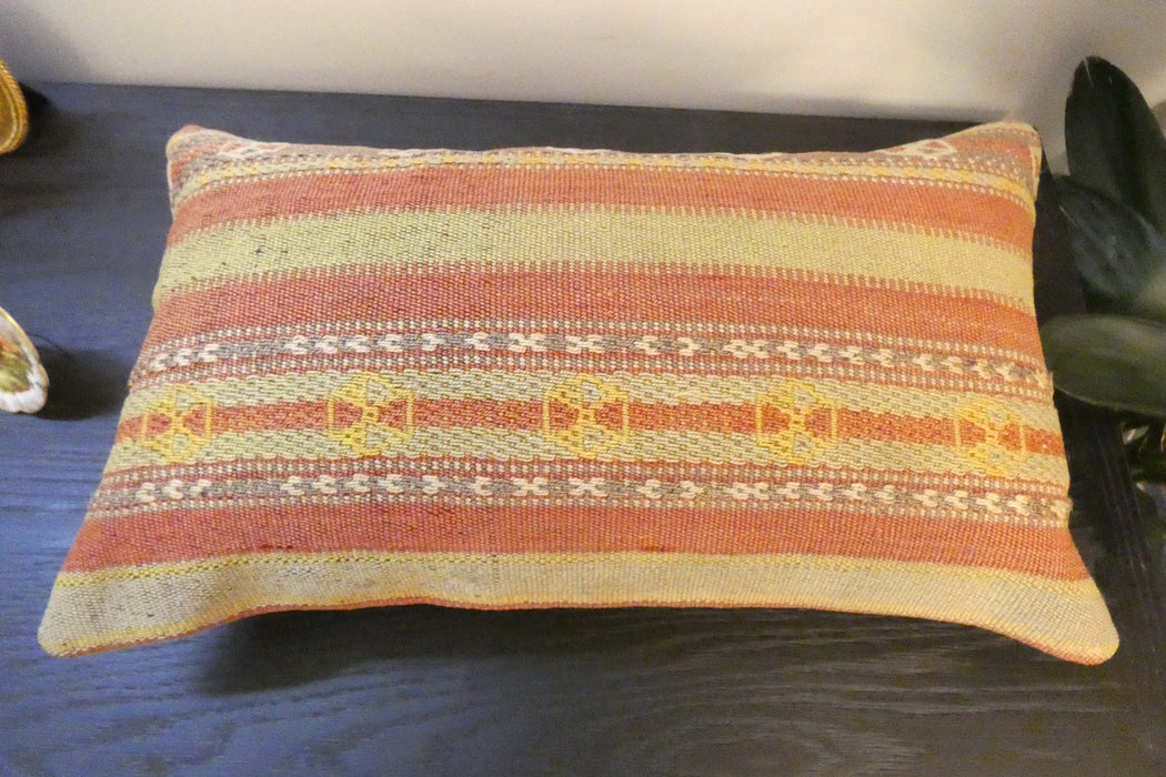 Handmade Turkish Kilim Cushion 30 x 50cm | Vintage Wool Lumbar Cushion with Insert | Organic Cotton Back | Rugs Direct New Zealand 