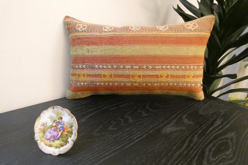 Handmade Turkish Kilim Cushion 30 x 50cm | Vintage Wool Lumbar Cushion with Insert | Organic Cotton Back | Rugs Direct New Zealand 