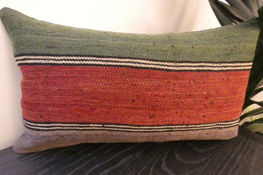 Handmade Turkish Kilim Cushion 30 x 50cm | Vintage Wool Lumbar Cushion with Insert | Organic Cotton Back | rugs direct New Zealand 