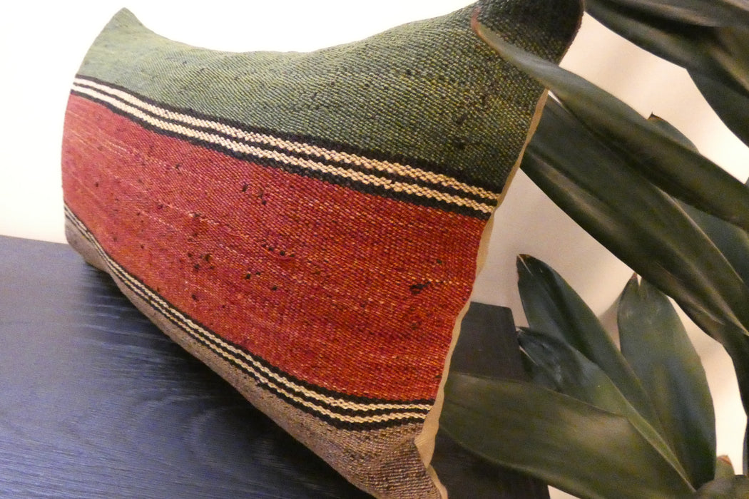 Handmade Turkish Kilim Cushion 30 x 50cm | Vintage Wool Lumbar Cushion with Insert | Organic Cotton Back | rugs direct New Zealand 