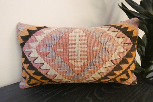 Handmade Turkish Kilim Cushion 30 x 50cm | Vintage Wool Lumbar Cushion with Insert | Organic Cotton Back | rugs direct New Zealand 