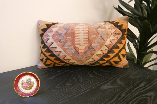 Handmade Turkish Kilim Cushion 30 x 50cm | Vintage Wool Lumbar Cushion with Insert | Organic Cotton Back | rugs direct New Zealand 