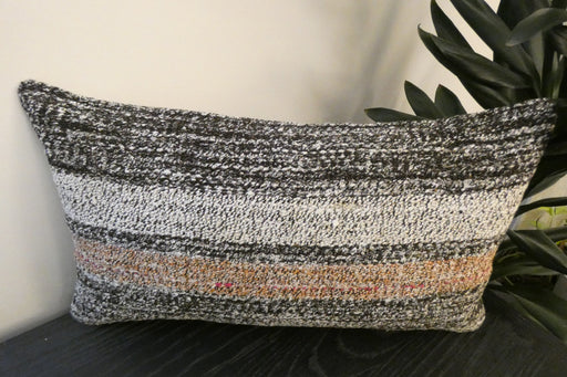 Handmade Turkish Kilim Cushion 30 x 50cm , Vintage Wool Lumbar Cushion with Insert, Organic Cotton Back - Rugs Direct New Zealand 