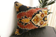 Handmade Anatolian Rug Cushion Cover with Insert 40 x 60cm | Vintage Turkish Wool Lumbar Pillow | Organic Cotton Back | Rugs Direct New Zealand 