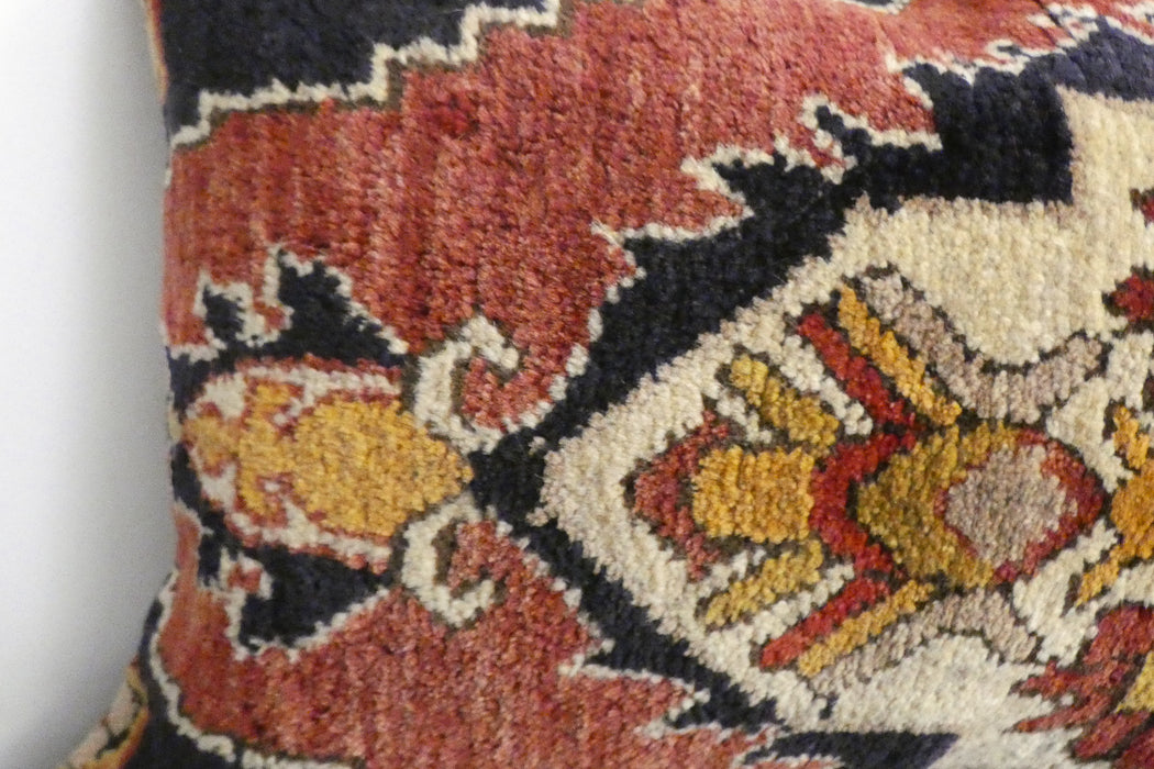 Handmade Anatolian Rug Cushion Cover with Insert 40 x 60cm | Vintage Turkish Wool Lumbar Pillow | Organic Cotton Back | Rugs Direct New Zealand 