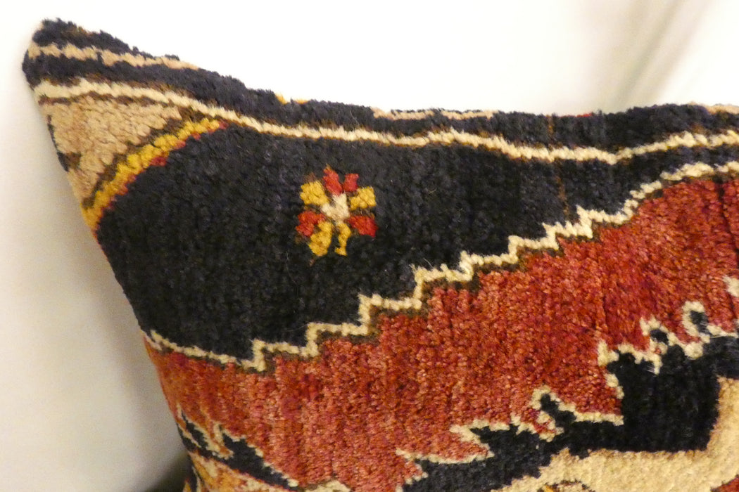 Handmade Anatolian Rug Cushion Cover with Insert 40 x 60cm | Vintage Turkish Wool Lumbar Pillow | Organic Cotton Back | Rugs Direct New Zealand 