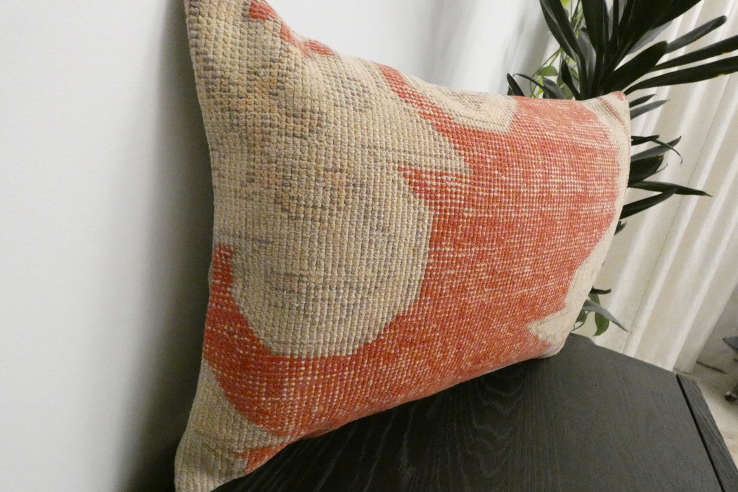 Handmade Anatolian Rug Cushion Cover with Insert 40 x 60cm | Vintage Turkish Wool Lumbar Pillow | Organic Cotton Back | Rugs Direct New Zealand 