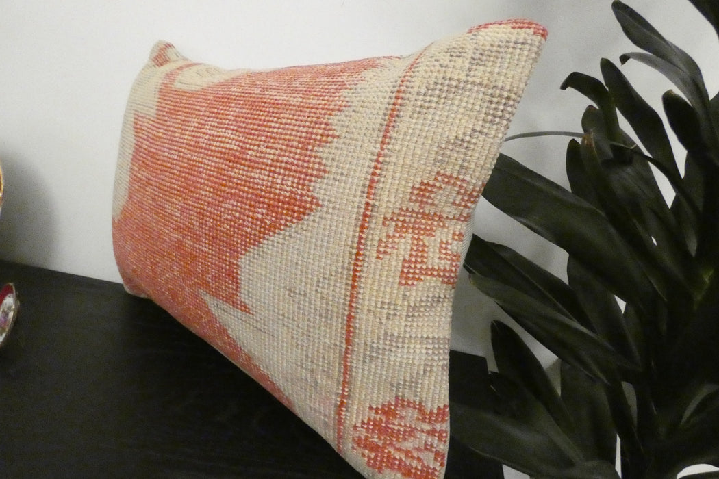 Handmade Anatolian Rug Cushion Cover with Insert 40 x 60cm | Vintage Turkish Wool Lumbar Pillow | Organic Cotton Back | Rugs Direct New Zealand 