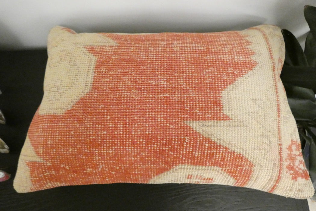 Handmade Anatolian Rug Cushion Cover with Insert 40 x 60cm | Vintage Turkish Wool Lumbar Pillow | Organic Cotton Back | Rugs Direct New Zealand 