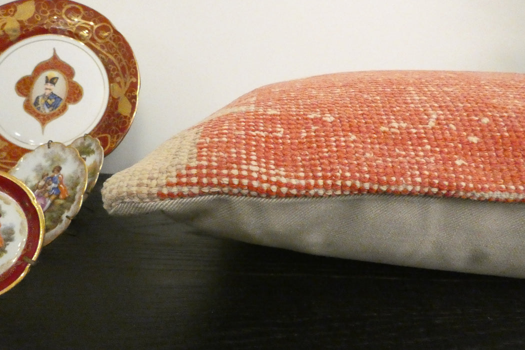 Handmade Anatolian Rug Cushion Cover with Insert 40 x 60cm | Vintage Turkish Wool Lumbar Pillow | Organic Cotton Back | Rugs Direct New Zealand 