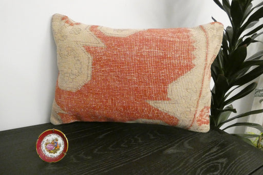 Handmade Anatolian Rug Cushion Cover with Insert 40 x 60cm | Vintage Turkish Wool Lumbar Pillow | Organic Cotton Back | Rugs Direct New Zealand 