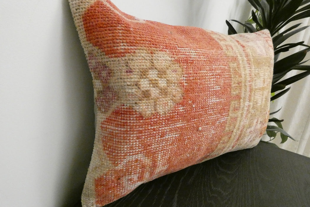 Handmade Anatolian Rug Cushion Cover with Insert 40 x 60cm | Vintage Turkish Wool Lumbar Pillow | Organic Cotton Back | Rugs Direct New Zealand 