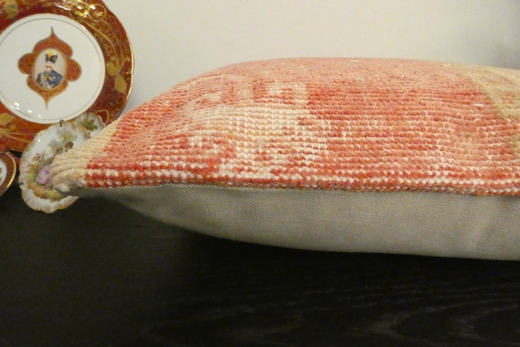 Handmade Anatolian Rug Cushion Cover with Insert 40 x 60cm | Vintage Turkish Wool Lumbar Pillow | Organic Cotton Back | Rugs Direct New Zealand 